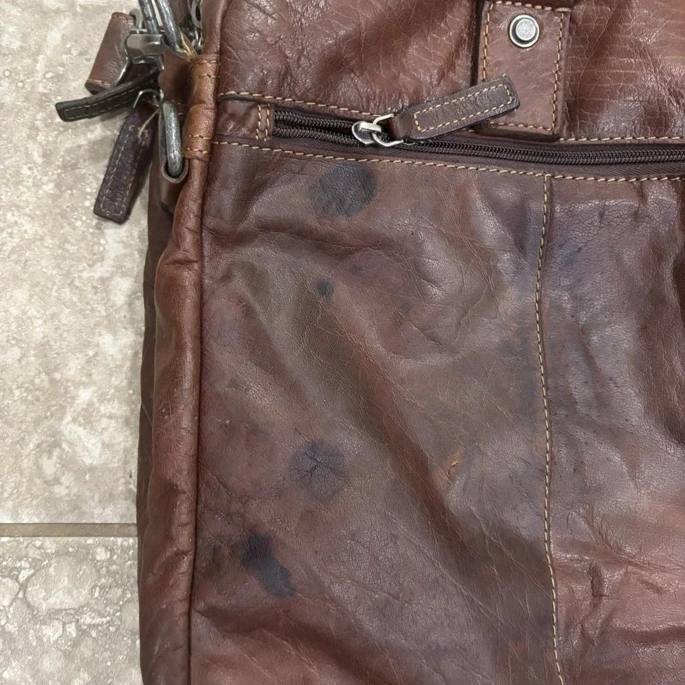 Jack Georges Voyager Buffalo Leather Briefcase #7317, Hand-stained,‎ Cross-body